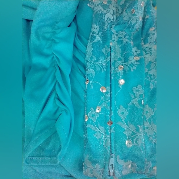 VINTAGE TADASHI AQUA GOWN - Picture 12 of 15